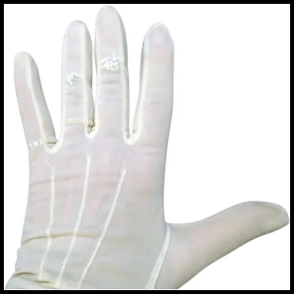 Vintage White Nylon Gauntlets, Mid Length 50s Gloves - Picture 3 of 11